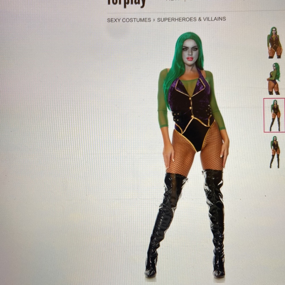 Jokes On You Sexy Villain Costume Joker bodysuit Cosplay XS/S Forplay Dancer NEW